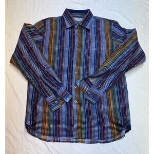 Brandolini Shirt Mens Large Button Down Multicolor Shirt Casual Long Sleeve